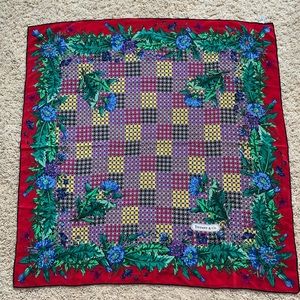 Tiffany and co vibrant multicolored red silk scarf